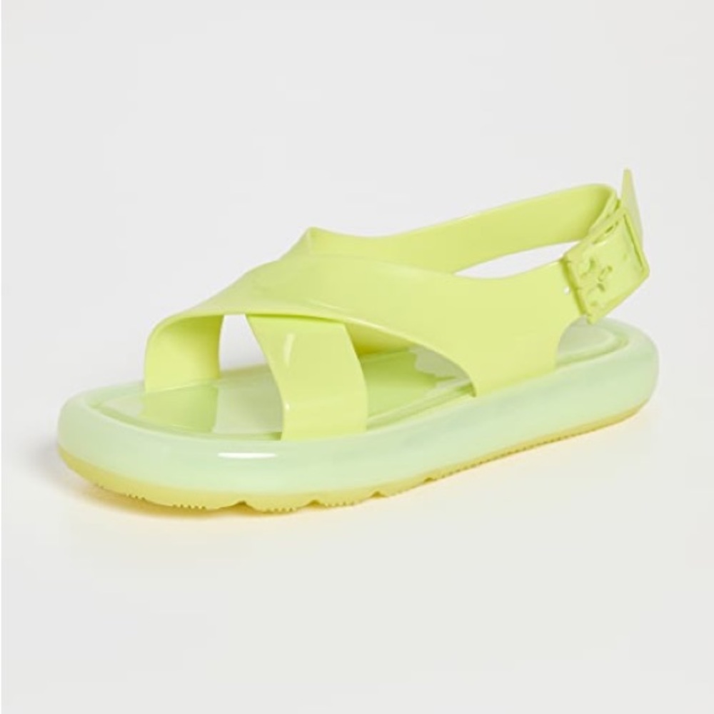 NWT Tory Burch criss cross bubble jelly sandals neon